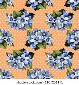 Seamless floral pattern with anemones wind flowers
