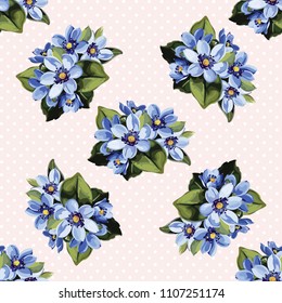 Seamless floral pattern with anemones wind flowers