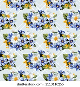 Seamless floral pattern with anemones wind flowers