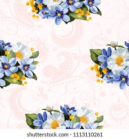 Seamless floral pattern with anemones wind flowers