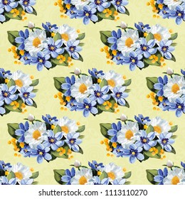 Seamless floral pattern with anemones wind flowers