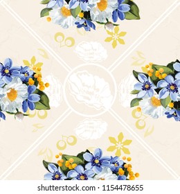 Seamless floral pattern with anemones wind flowers