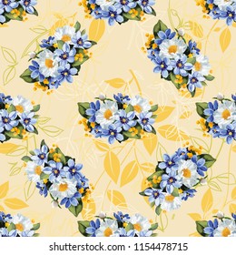 Seamless floral pattern with anemones wind flowers