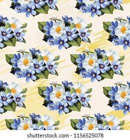 Seamless floral pattern with anemones wind flowers 