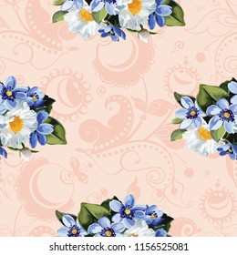 Seamless floral pattern with anemones wind flowers 