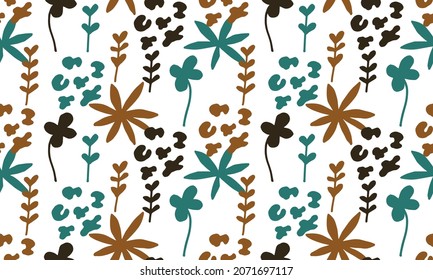 seamless floral pattern with animal print. vector illustration