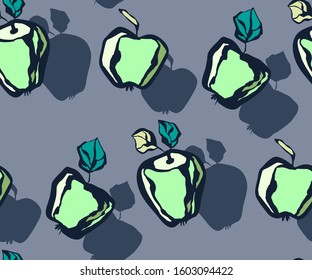 Seamless floral pattern with apple. Ornamental decorative background. Vector pattern. Print for textile, cloth, wallpaper, scrapbooking