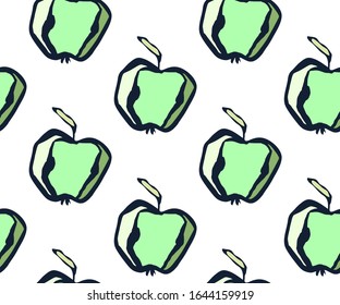 Seamless floral pattern with apple. Ornamental decorative background. Vector pattern. Print for textile, cloth, wallpaper, scrapbooking