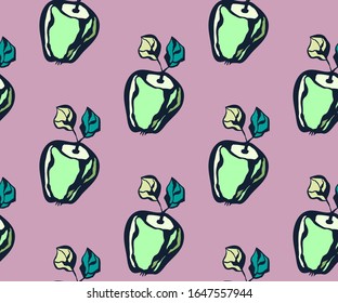 Diseño floral sin soldadura con manzana. Fondo decorativo ornamental. Patrón vectorial. Impresión para textiles, paños, papel pintado, rayado