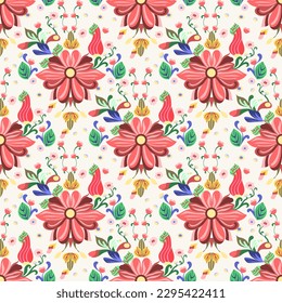 Patrón floral sin brillo arte deco boho ornamento con flores y hojas abstractas y decretivas. Ornamento geométrico para impresión, papel digital, empaque, papel pintado, tela, sitio de fondo. 