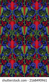 Seamless floral pattern in art nouveau style, vector illustration