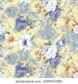 Seamless floral pattern art work.seamless colorfull flower design.