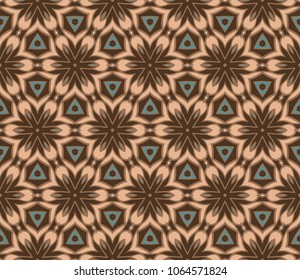 Seamless Floral pattern. Art-deco Geometric background. Modern graphic design. Color vector illustration.