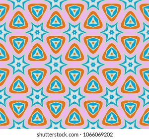 Seamless Floral pattern. Art-deco Geometric background. Modern graphic design. Color vector illustration.