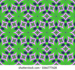 Seamless Floral pattern. Art-deco Geometric background. Modern graphic design. Color vector illustration.