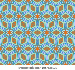 Seamless Floral pattern. Art-deco Geometric background. Modern graphic design. Color vector illustration.