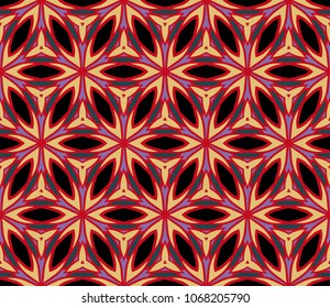 Seamless Floral pattern. Art-deco Geometric background. Modern graphic design. Color vector illustration.