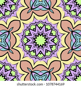 Seamless Floral pattern. Art-deco Geometric background. Modern graphic design. Vector illustration. For print, fashion