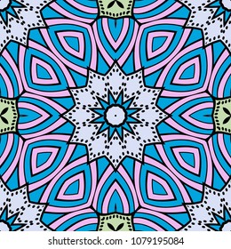 Seamless Floral pattern. Art-deco Geometric background. Modern graphic design. Vector illustration. For print, fashion