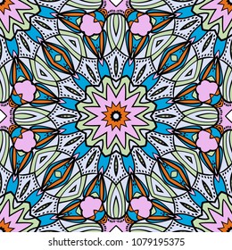 Seamless Floral pattern. Art-deco Geometric background. Modern graphic design. Vector illustration. For print, fashion