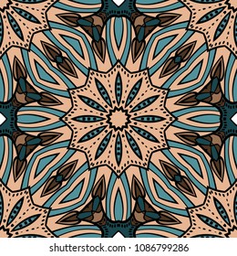 Seamless Floral pattern. Art-deco Geometric background. Modern graphic design. Vector illustration. For print, fashion