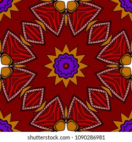 Seamless Floral pattern. Art-deco Geometric background. Modern graphic design. Vector illustration. For print, fashion