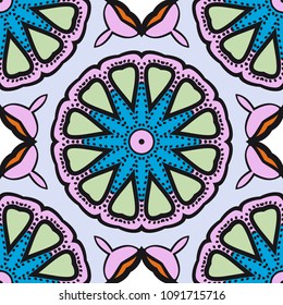 Seamless Floral pattern. Art-deco Geometric background. Modern graphic design. Vector illustration.