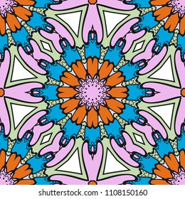 Seamless Floral pattern. Art-deco Geometric background. Modern graphic design. Vector illustration.