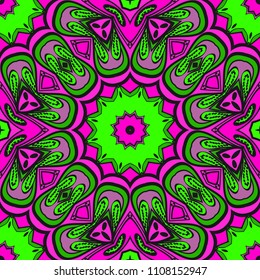 Seamless Floral pattern. Art-deco Geometric background. Modern graphic design. Vector illustration.