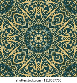 Seamless Floral pattern. Art-deco Geometric background. Modern graphic design. Vector illustration. For print, modern fashion.