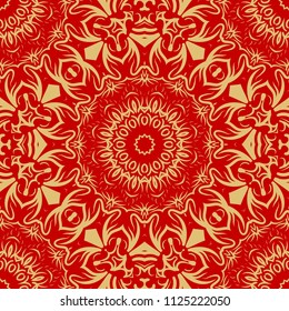 Seamless Floral pattern. Art-deco Geometric background. Modern graphic design. Vector illustration. For print, modern fashion.