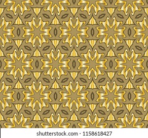 Seamless Floral pattern. Art-deco Geometric background. Modern graphic design. Vector illustration.