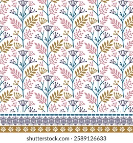 seamless floral pattern with artistic border texture for wallpaper and print on demand graphics
