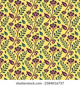 seamless floral pattern with artistic botanical artwork for wallpaper textile and fabric printing