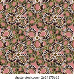 Padrão floral contínuo, impressão de ditsy artística com motivo vintage. Design botânico elegante com plantas desenhadas à mão simples: pequenas flores brancas, folhas em um fundo preto. Ilustração vetorial