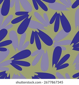 Patrón floral sin fisuras, impresión artística sucia con motivo vintage. Elegante diseño botánico con plantas simples dibujadas a mano: Pequeñas flores blancas, hojas sobre un fondo negro. Ilustración vectorial.