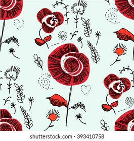 Seamless floral pattern. Artistic vector background or fabric