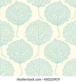Seamless floral pattern with aspen leaves