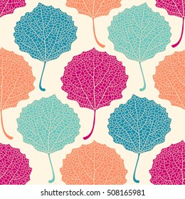 Seamless floral pattern with aspen leaves