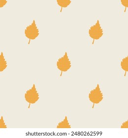 Seamless floral pattern. Autumn background with yellow fallen leaves. Birch leaf. Vector illustration for printing on fabric, wallpaper, packaging, etc.