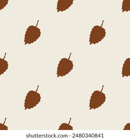 Seamless floral pattern. Autumn background with brown fallen leaves. Alder leaf. Vector illustration for printing on fabric, wallpaper, packaging, etc.