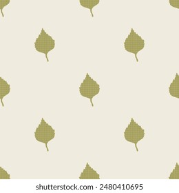 Seamless floral pattern. Autumn background with pale green fallen leaves. Viburnum opulus leaf. Vector illustration for printing on fabric, wallpaper, packaging, etc.