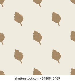 Seamless floral pattern. Autumn background with gray fallen leaves. Elm leaf. Vector illustration for printing on fabric, wallpaper, packaging, etc.