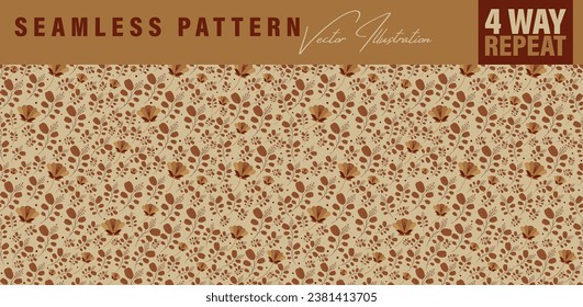 Seamless floral pattern in Autumn color palette. Set of five four-way-repeat vintage pattern for fabric, book cover design, wrapping paper, bags, vintage backgrounds etc