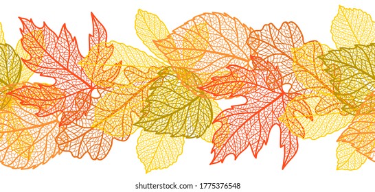 Seamless floral pattern with autumn foliage. Background of falling leaves.