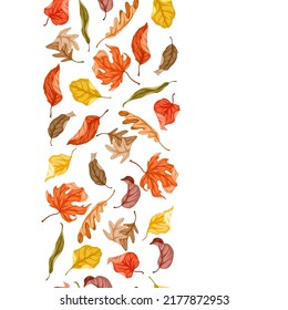 Seamless floral pattern with autumn foliage. Background of leaves.