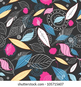 Seamless floral pattern of autumn leaves