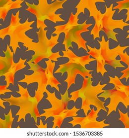 Seamless floral pattern. Autumn leaves are located on a dark background. Print for textiles. Vector illustration.