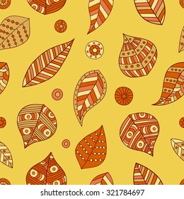 Seamless floral pattern. Seamless autumn texture with leaves. Gorgeous endless pattern. Ornate floral background can be used for wallpaper, pattern fills, web page background, surface textures.