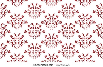 Seamless floral pattern background blooms, red leaf flower texture.